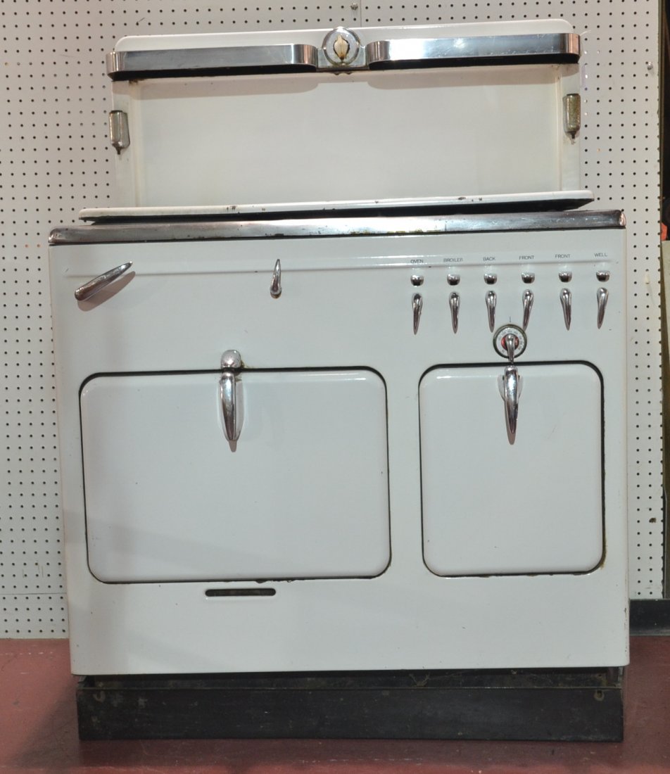 VINTAGE CHAMBERS ENAMEL STOVE -: 36 1/2" x 26" x 50 1/2"