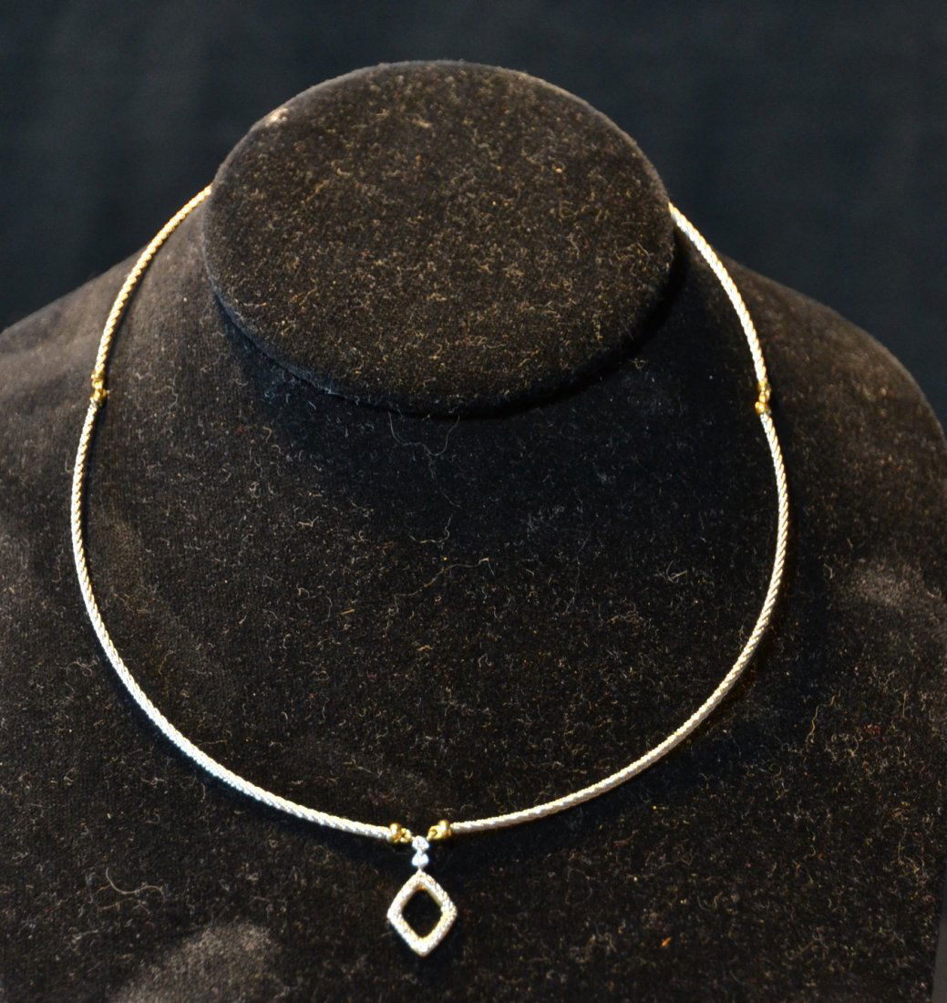 18kt DIAMOND & CHARRIOL CABLE DIAMOND NECKLACE: 16" LONG