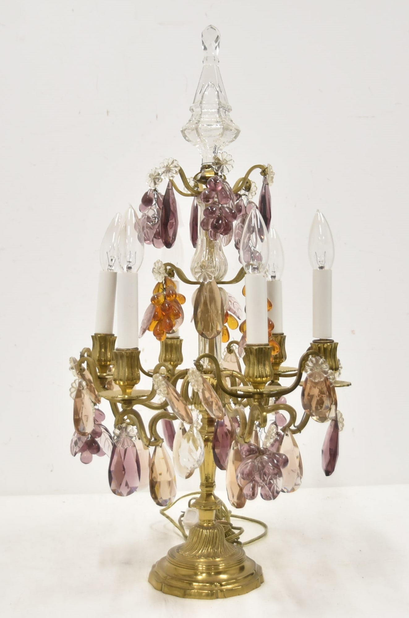 FRENCH BRONZE & CRYSTAL GIRANDOLE LAMP (1 of 8)