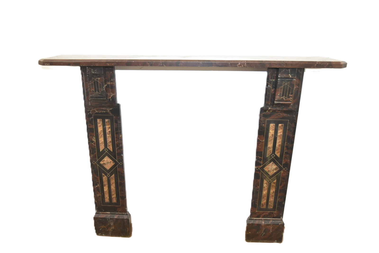 VICTORIAN MULTI COLOR FIREPLACE MANTEL: VICTORIAN MULTI COLOR MARBLE FIREPLACE SURROUND MANTEL - 46" x 61 1/2"