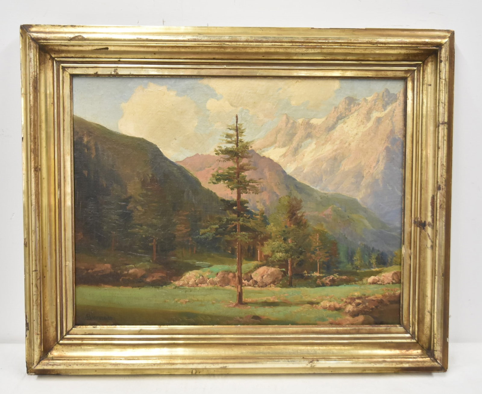 ALBERT BIERSTADT , OIL PANEL MOUNTAIN LANDSCAPE (1 of 15)