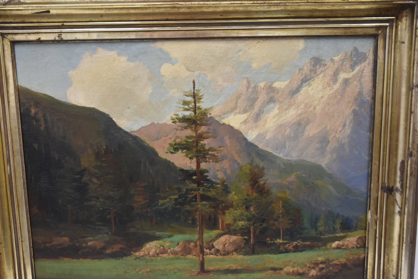 ALBERT BIERSTADT , OIL PANEL MOUNTAIN LANDSCAPE - 4