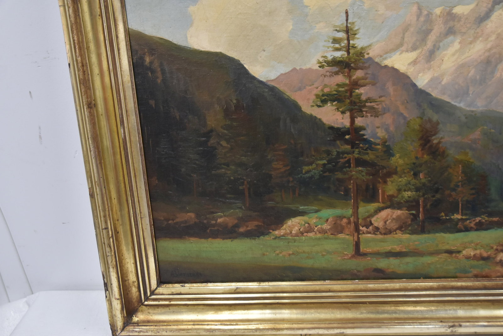 ALBERT BIERSTADT , OIL PANEL MOUNTAIN LANDSCAPE - 5