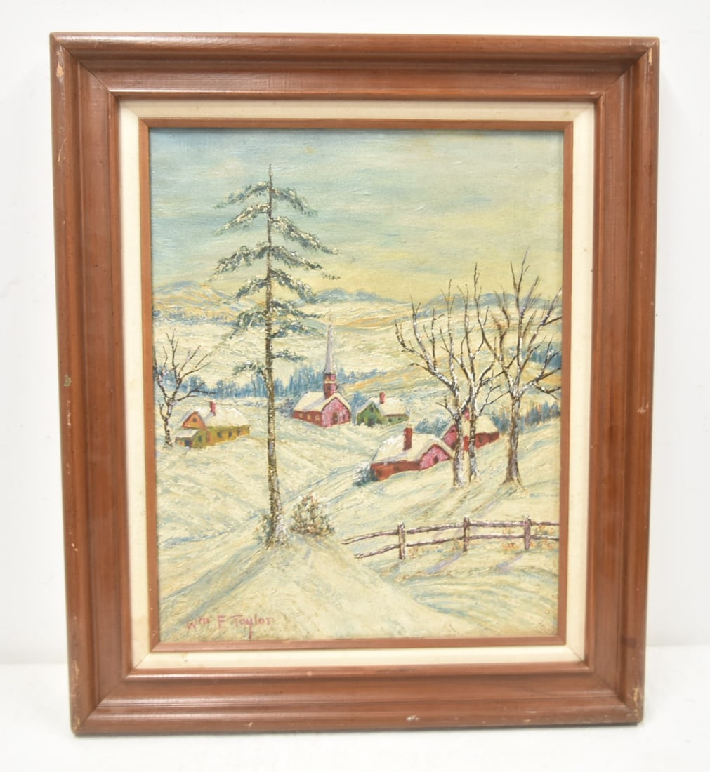 WMF TAYLOR , OIL ON CANVAS WINTRY LANDSCAPE (1 of 11)