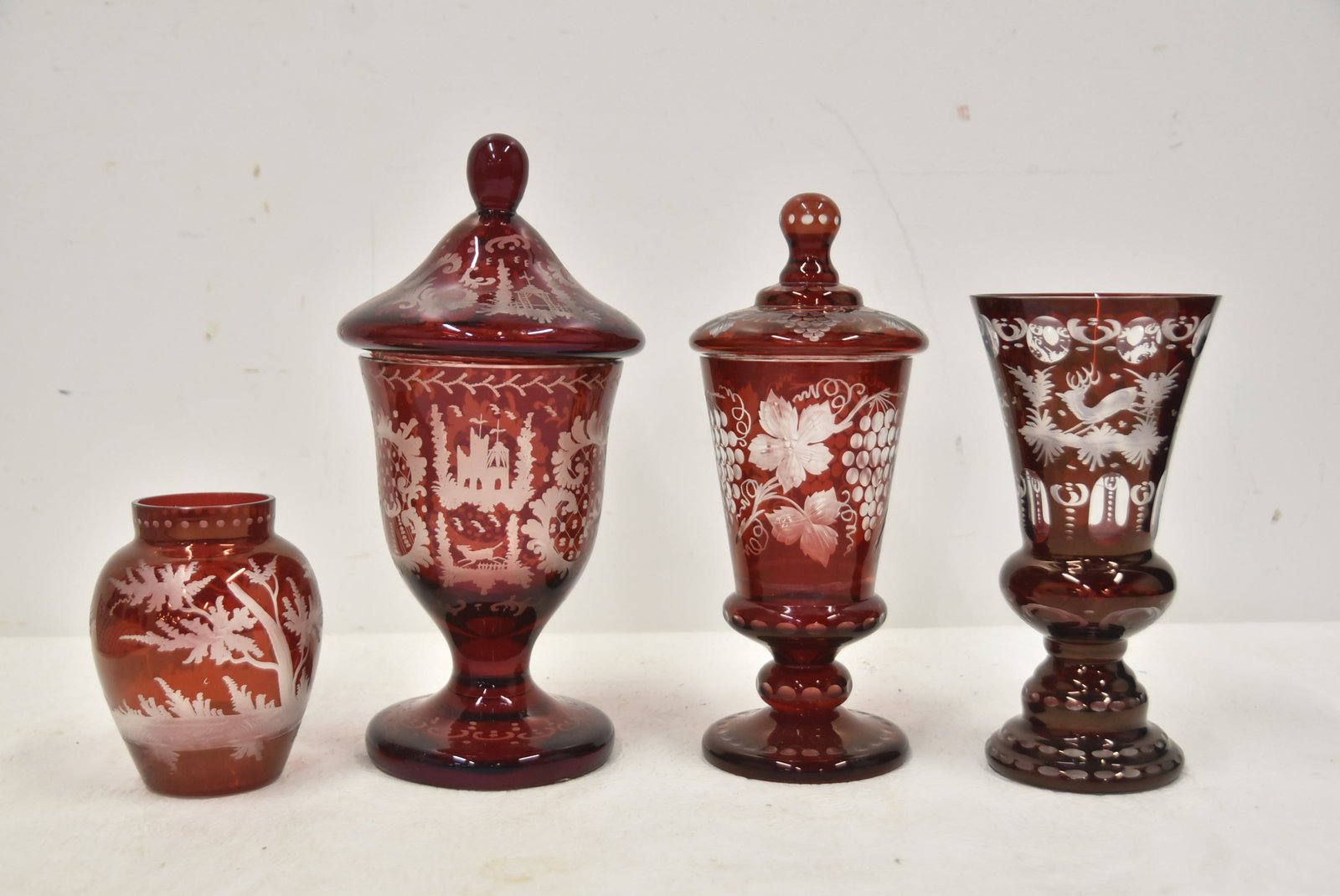 (4) BOHEMIAN GLASS POKAL & VASES (1 of 12)