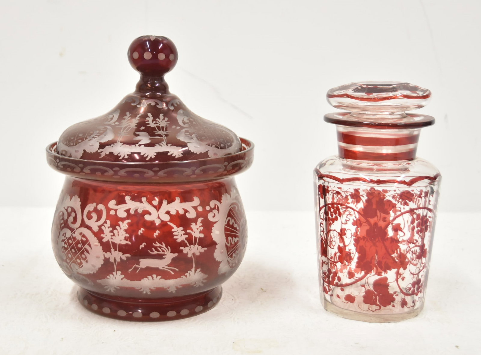 (2) BOHEMIAN GLASS POWDER JARS (1 of 12)