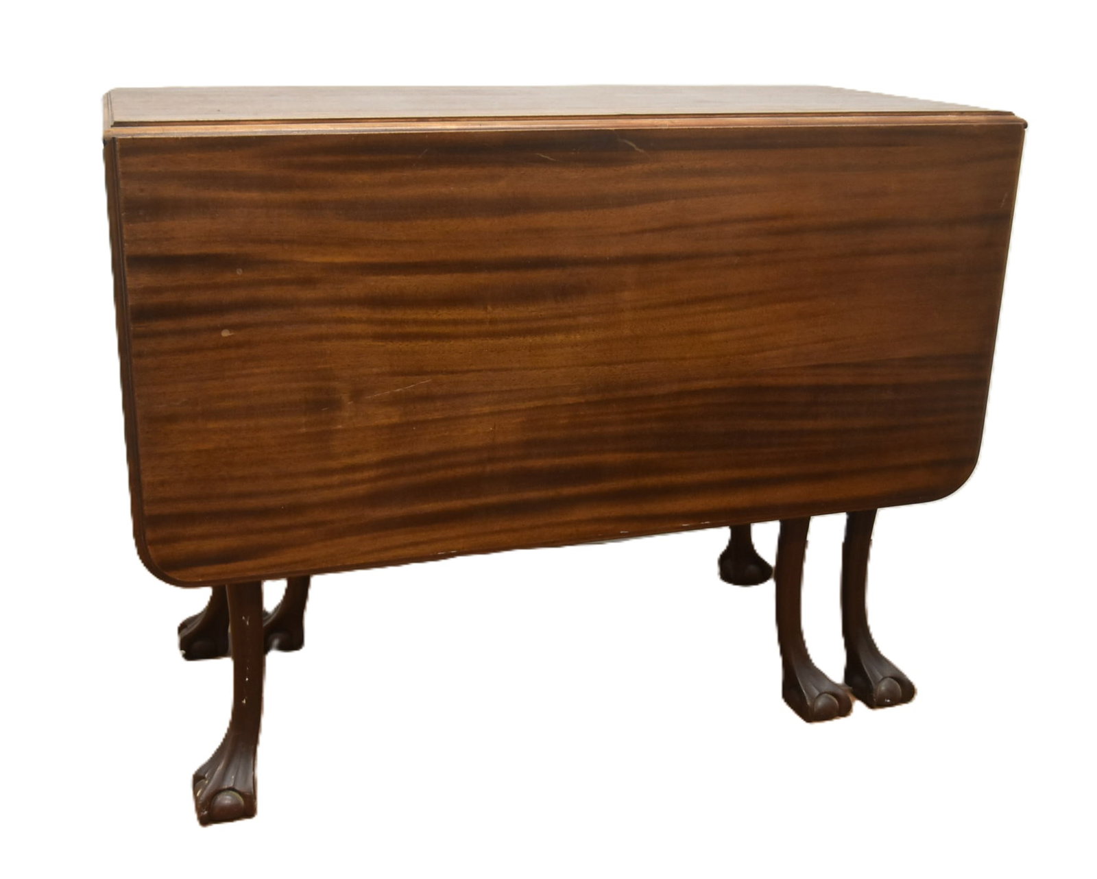 MAHOGANY DROP LEAF TABLE WITH CLAW FEET (1 of 9)