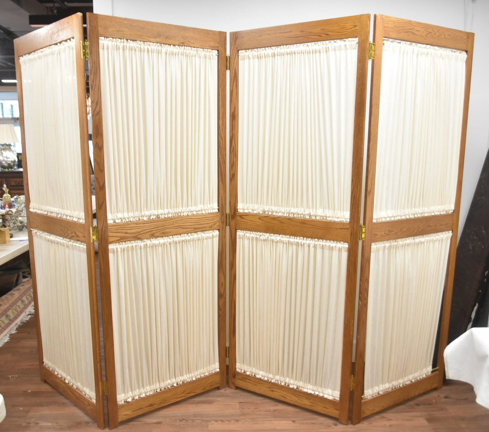 4-PANEL OAK ROOM DIVIDER SCREEN (1 of 12)