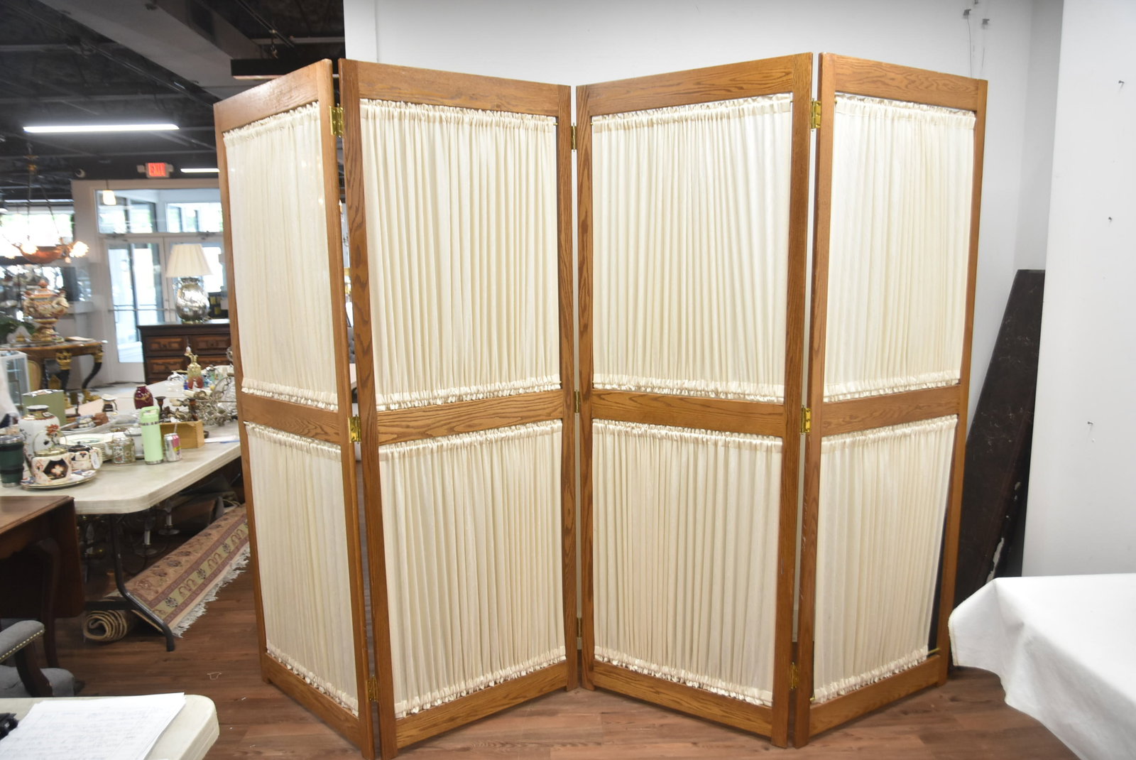 4-PANEL OAK ROOM DIVIDER SCREEN - 4