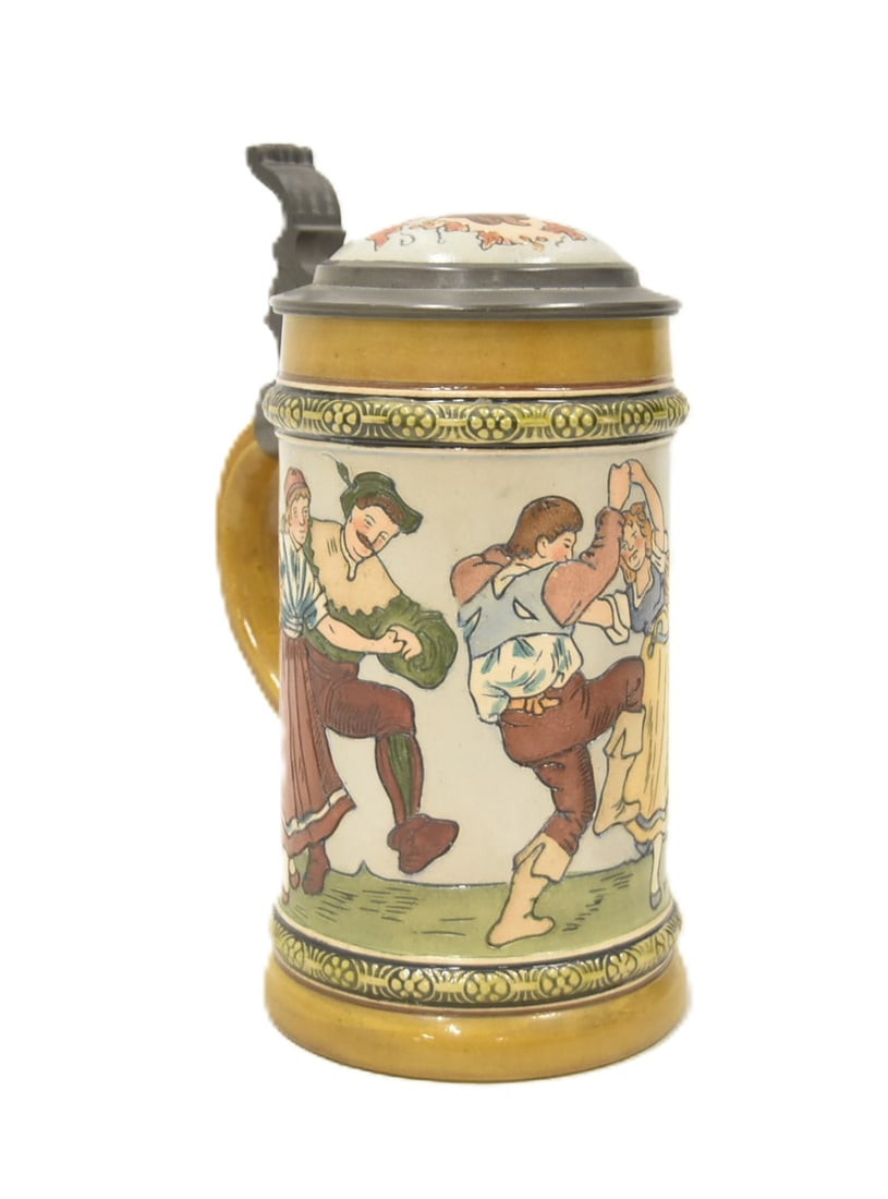 HR 460 GERMAN BEER STEIN WITH FIGURES DANCING (1 of 9)