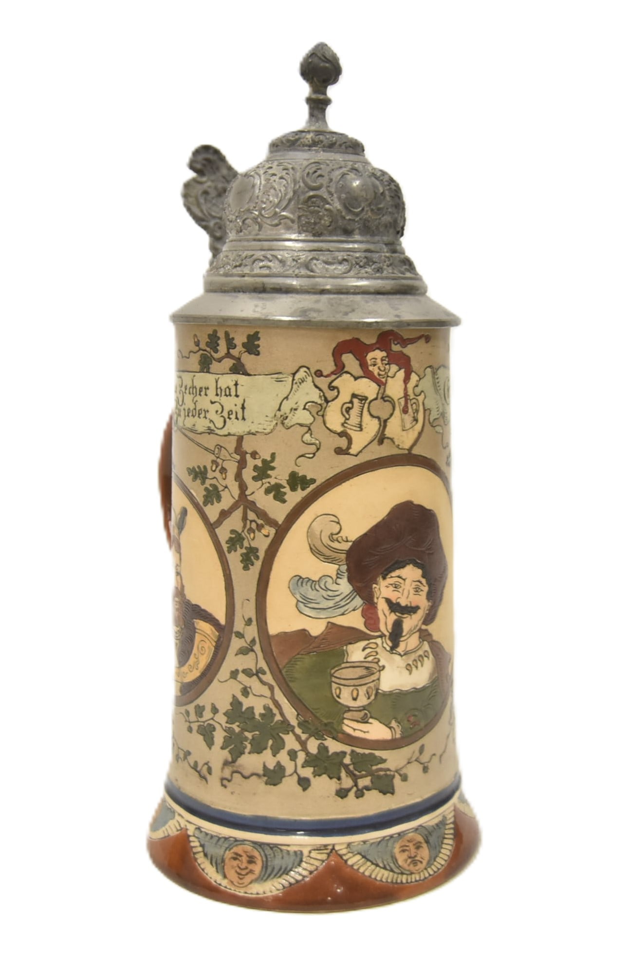 HR 421 GERMAN ETCHED POTTERY STEIN: HAUBER & REUTHER No. 421 H & R 421 GERMAN ETCHED POTTERY 1/2 LITRE STEIN WITH VERSE Tipplers in all times have enjoyed a good cool drink. 5" x 3 1/2" x 10"