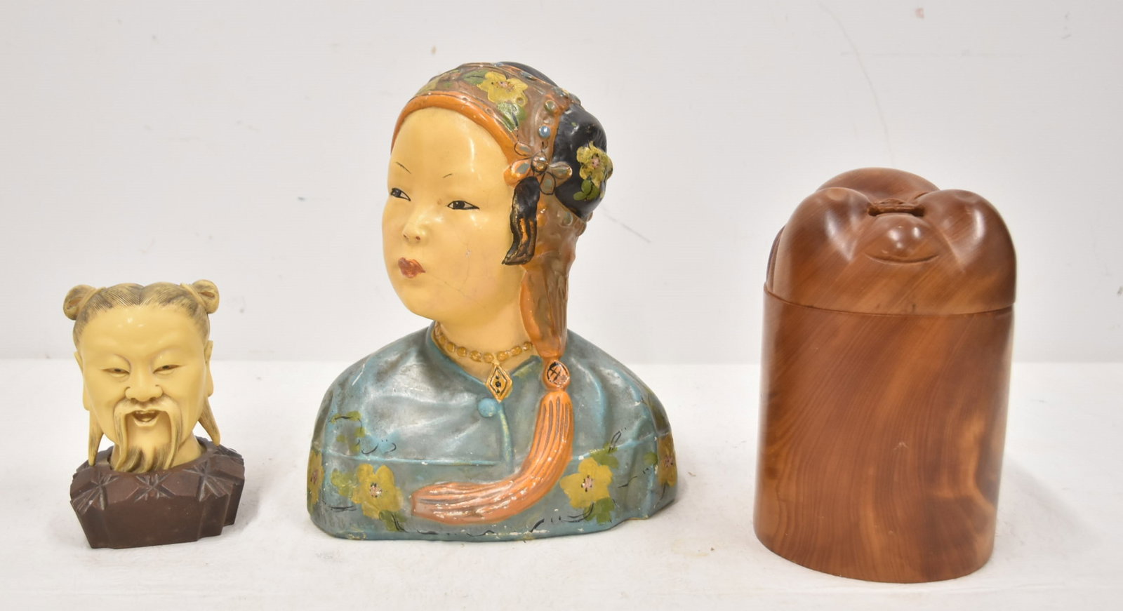 (2) ASIAN BUSTS & JAPANESE MASK BOX (1 of 20)