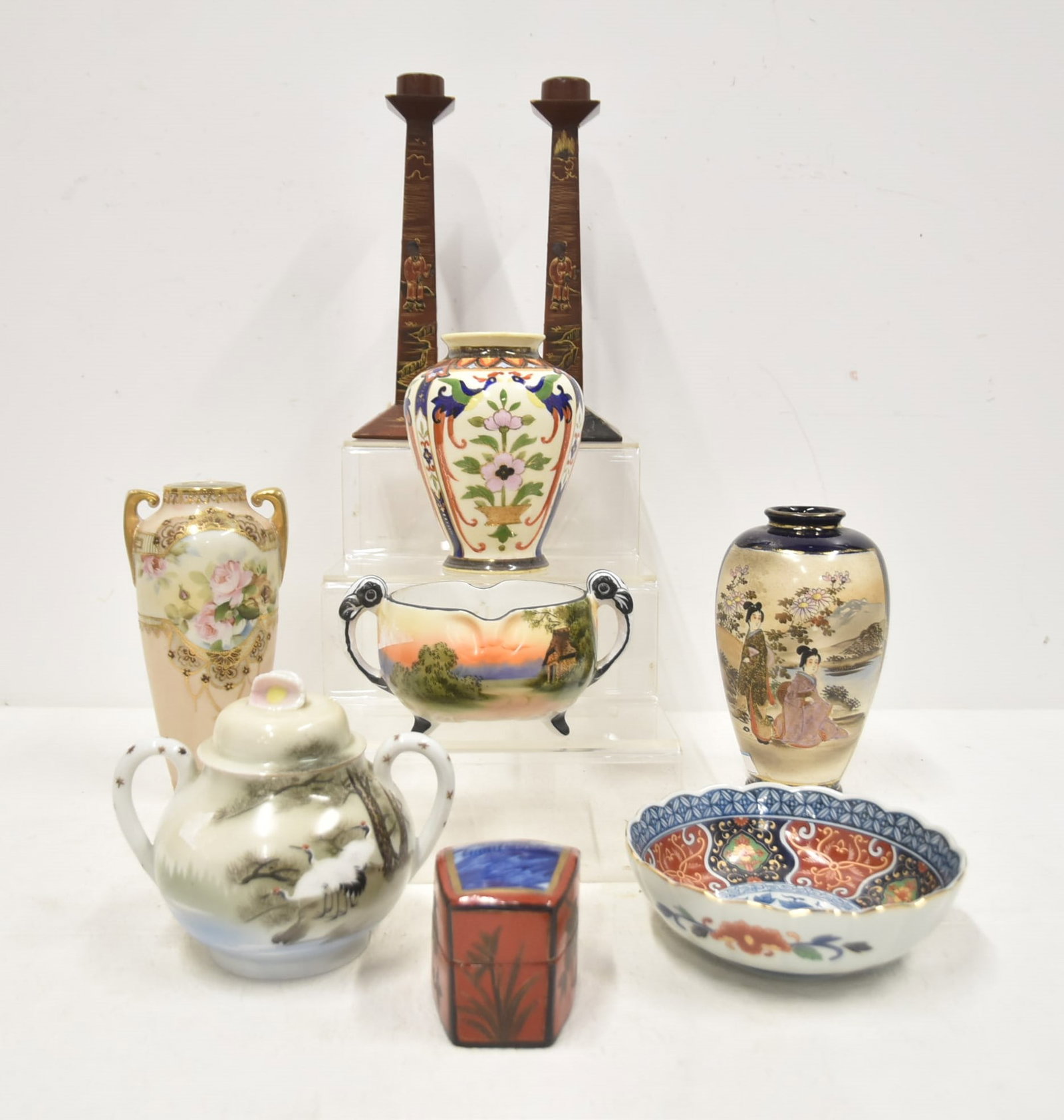 LARGE ASIAN PORCELAIN VASE & CANDLESTICK LOT (1 of 15)