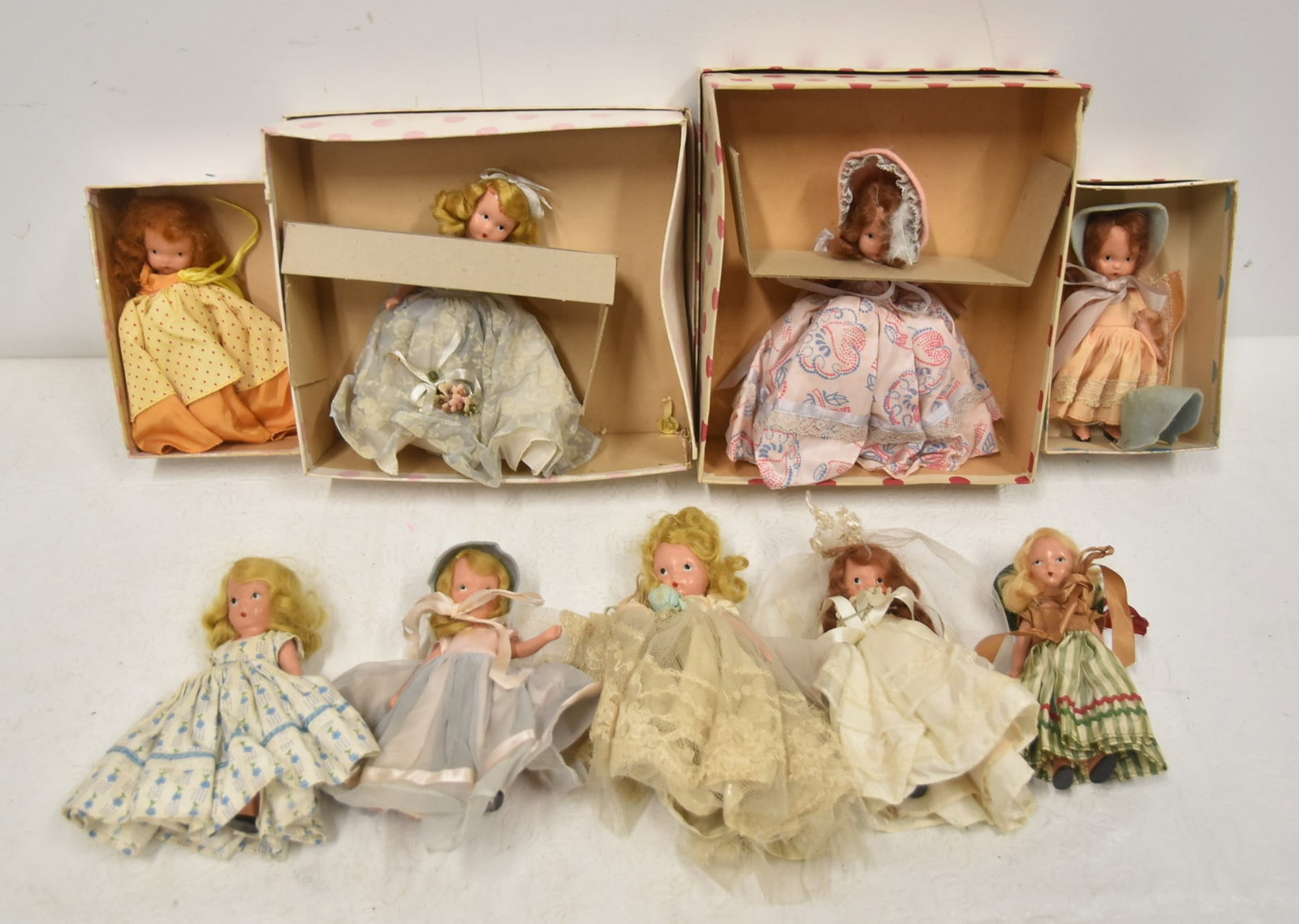 (8) NANCY ANN STORYBOOK DOLLS: (8) NANCY ANN STORYBOOK DOLLS LITTLE BETTY BLUE / OVER THE HILLS / (6) UNMAKRKED