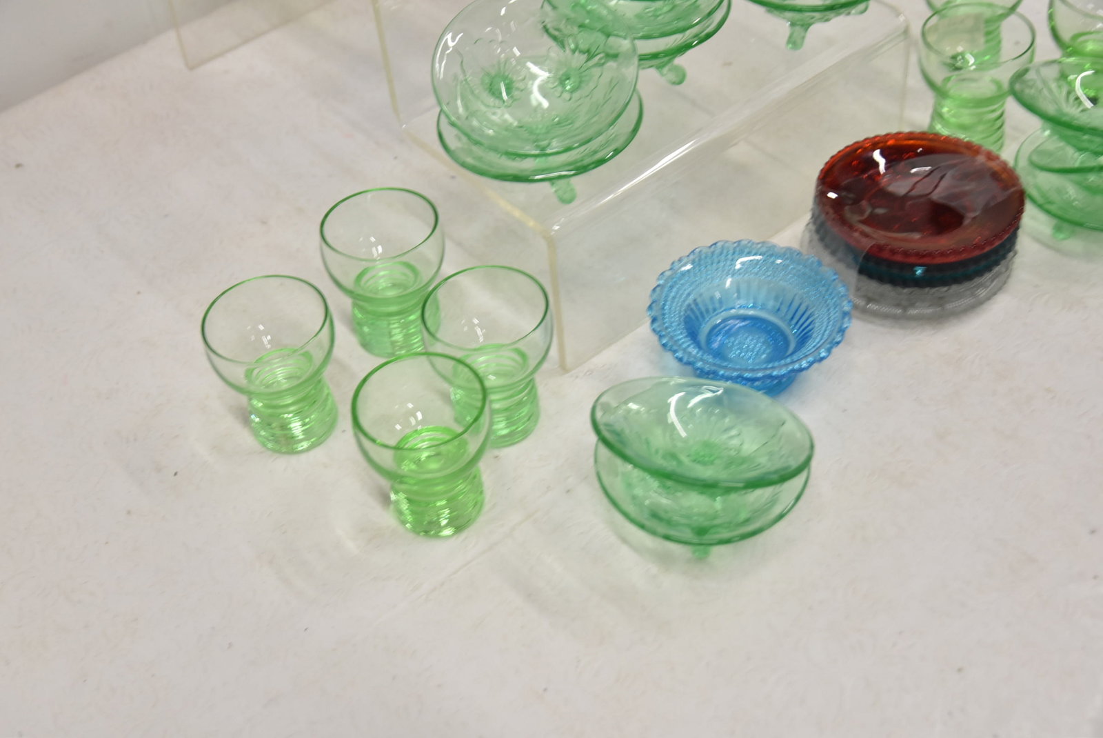 ASSORTED COLORED GLASS GROUPING - 11