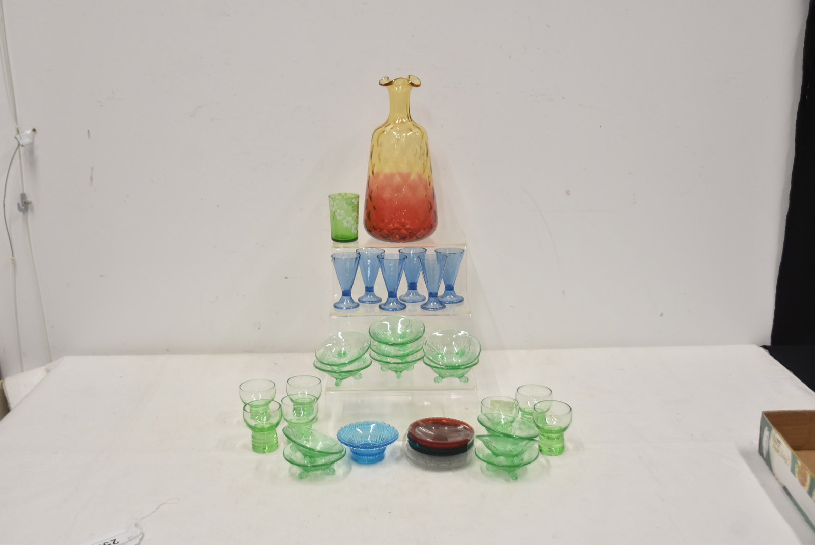 ASSORTED COLORED GLASS GROUPING - 2