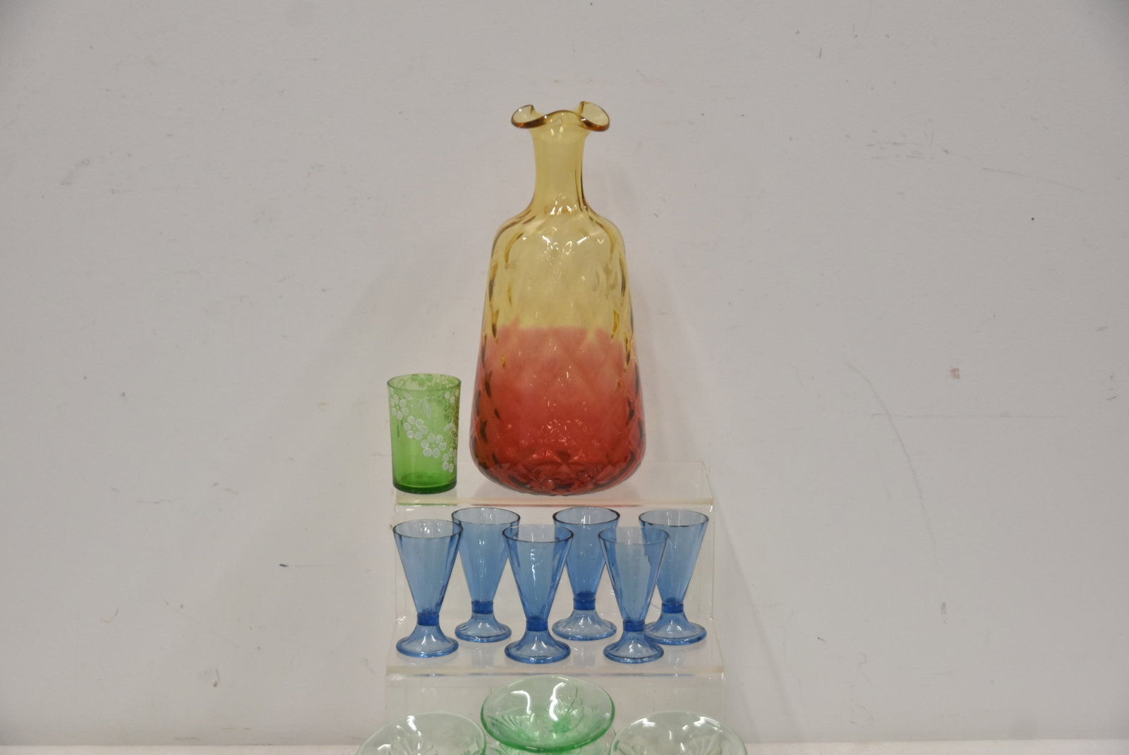 ASSORTED COLORED GLASS GROUPING - 3