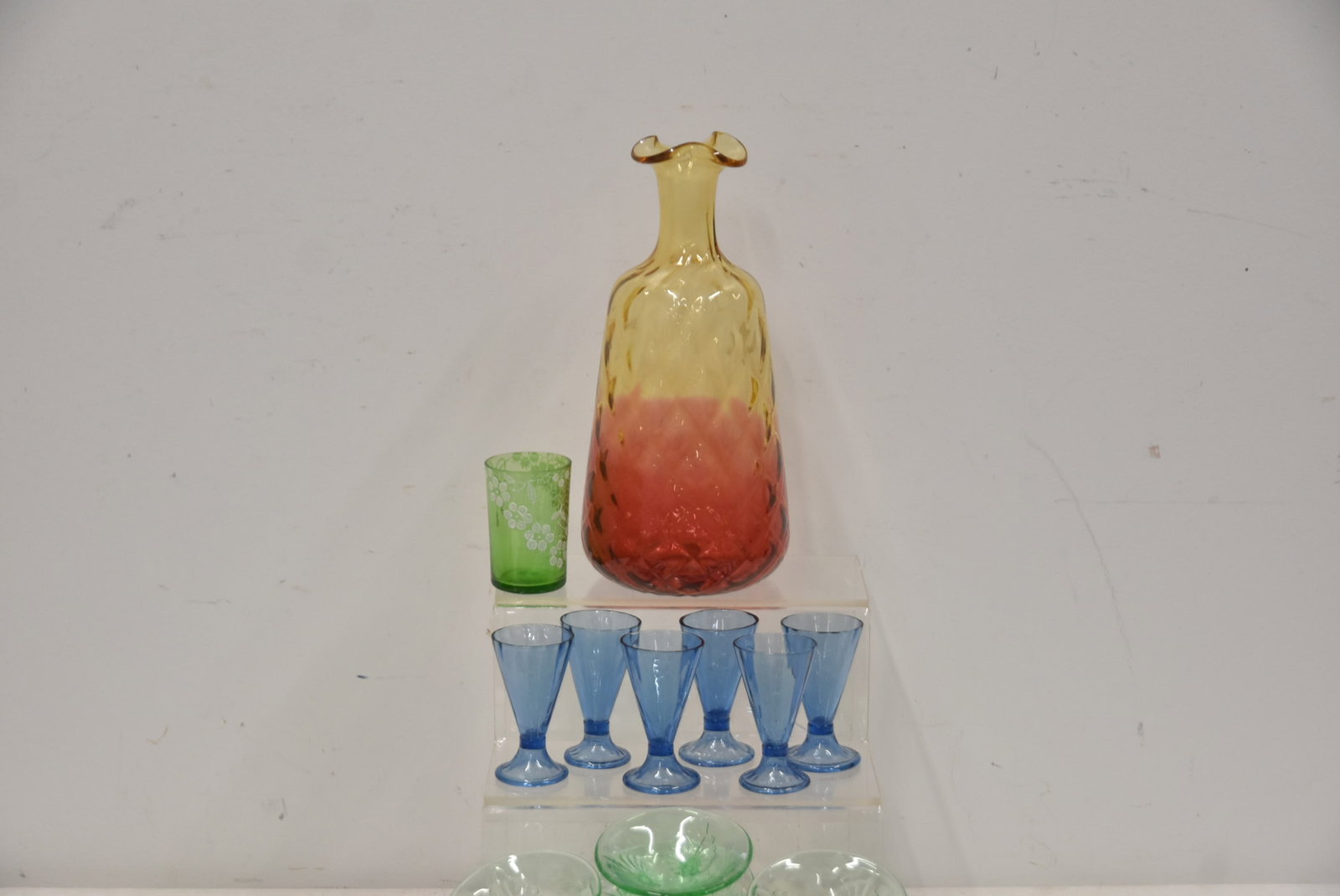 ASSORTED COLORED GLASS GROUPING - 4