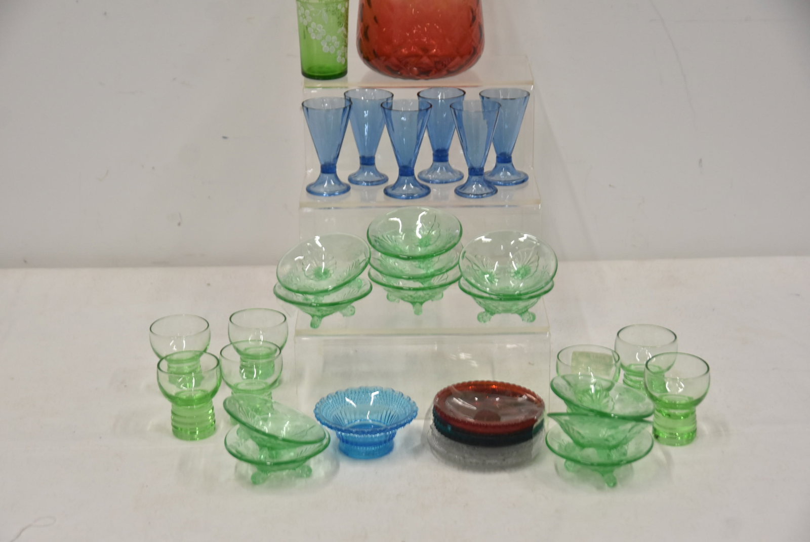 ASSORTED COLORED GLASS GROUPING - 5