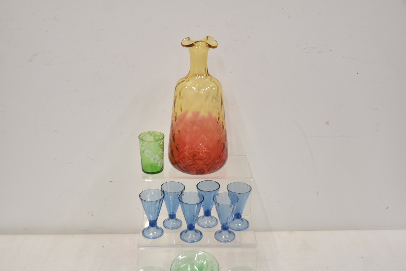 ASSORTED COLORED GLASS GROUPING - 7