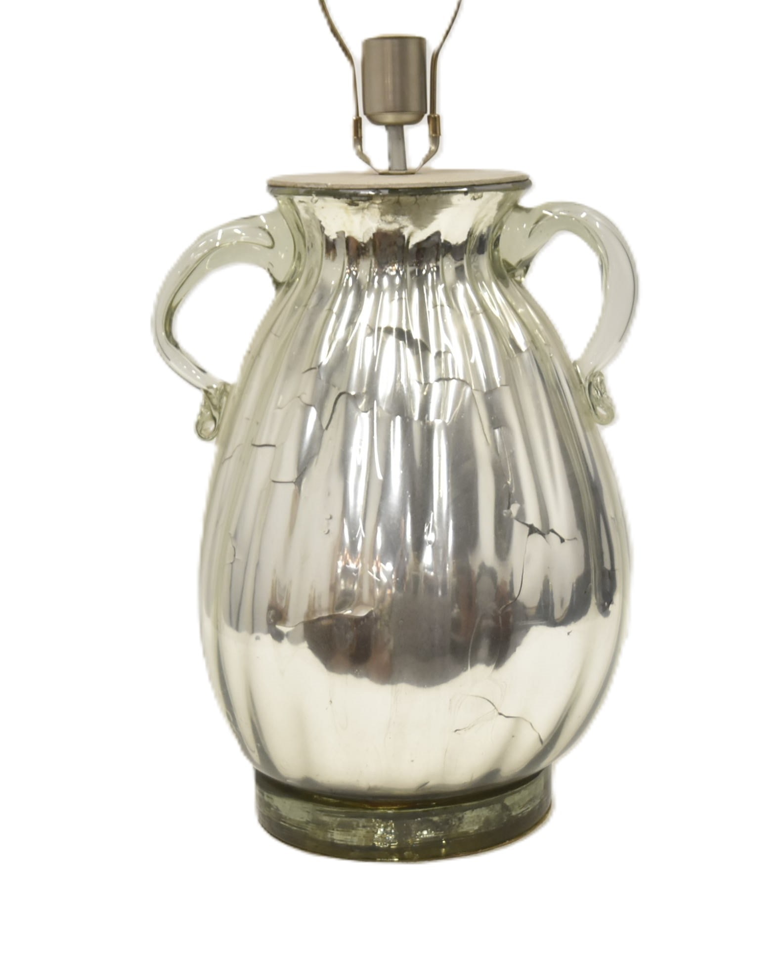 LARGE BULBOUS MERCURY GLASS VASE LAMP (1 of 15)