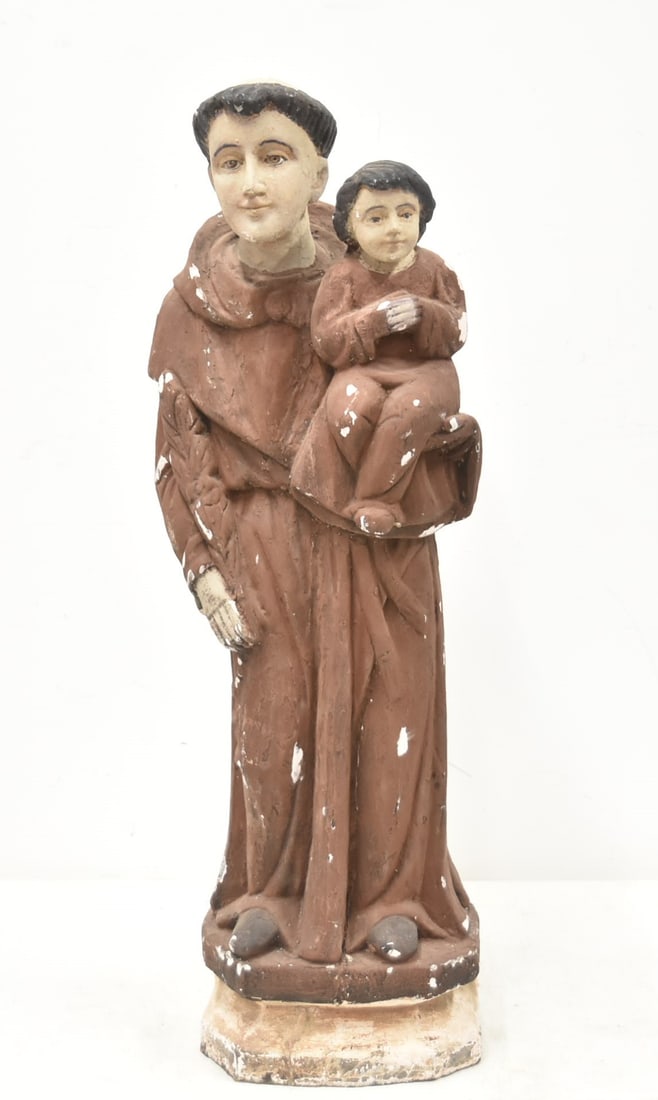 LARGE St ANTHONY WITH CHRIST WOOD CARVING (1 of 10)