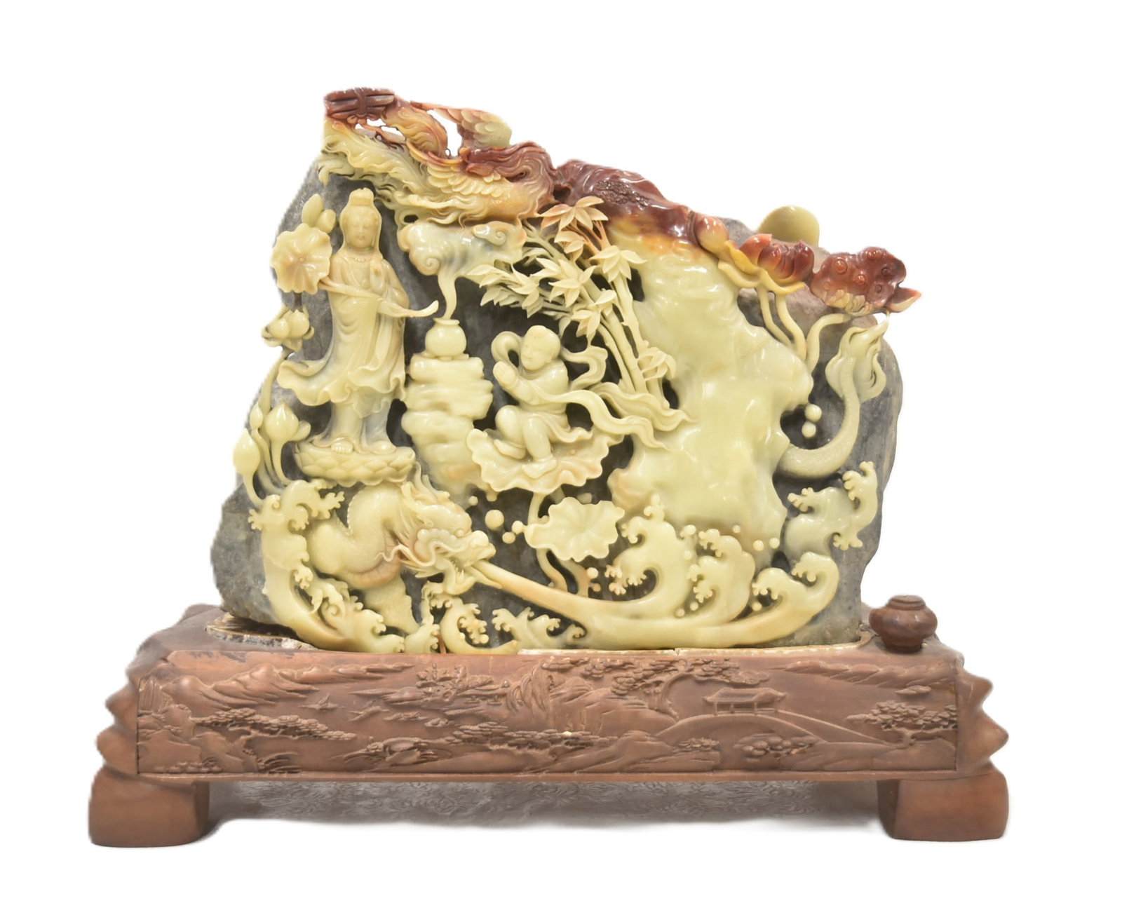 LARGE MULTI COLOR CARVED SOAPSTONE BOULDER (1 of 12)