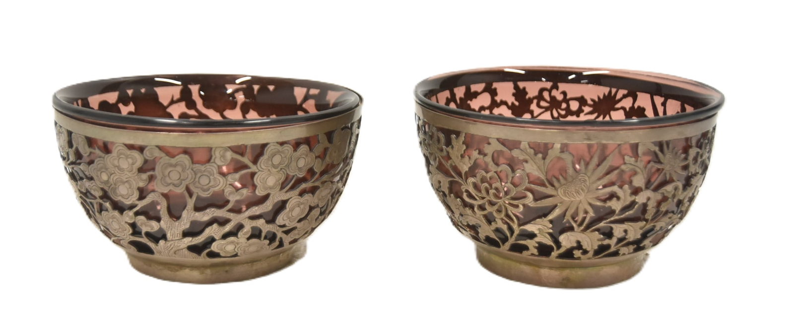 (Pr) CHINESE SILVER & AMETHYST GLASS BOWLS (1 of 11)