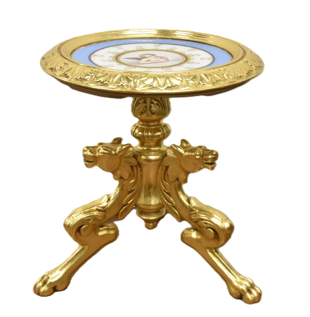 ANTIQUE GILTWOOD & PORCELAIN TABLE (1 of 12)