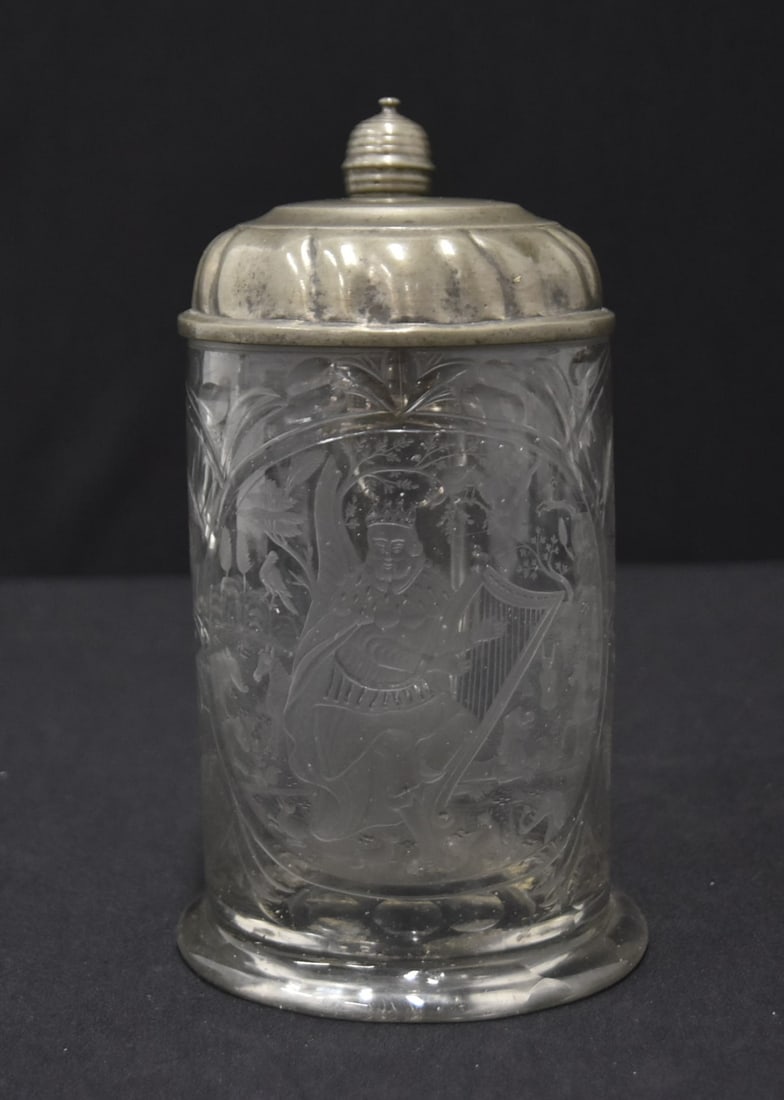 18th CENTURY JUDAICA GLASS STEIN (1 of 14)