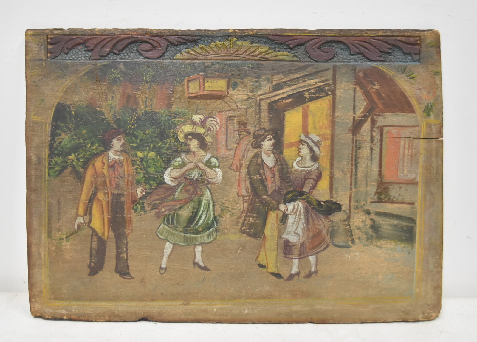 18th - 19thC HAND PAINTED FRENCH WOOD PANEL (1 of 8)