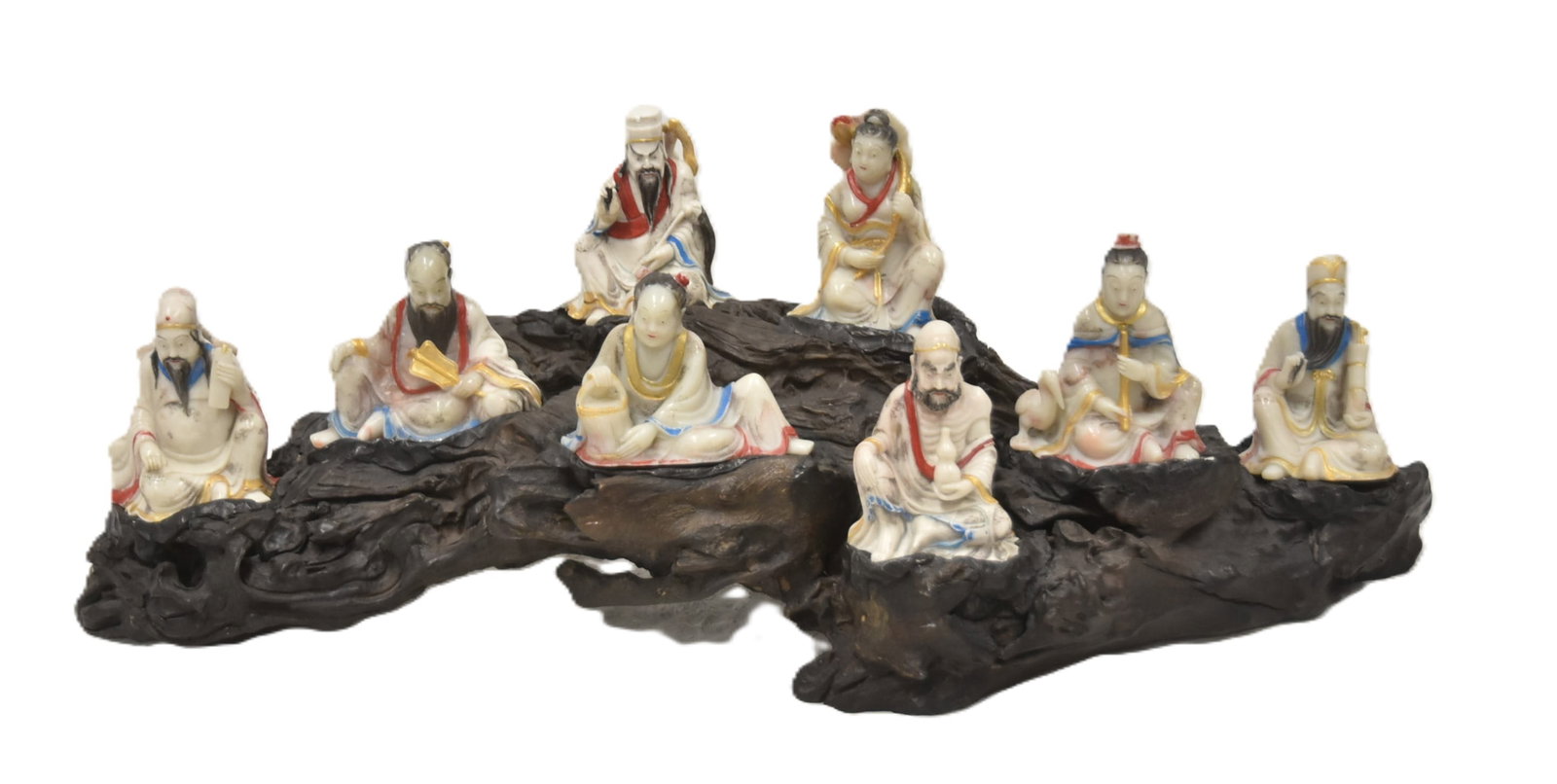 (8) SOAPSTONE CHINESE IMMORTALS ON ROOTWOOD BASE (1 of 13)