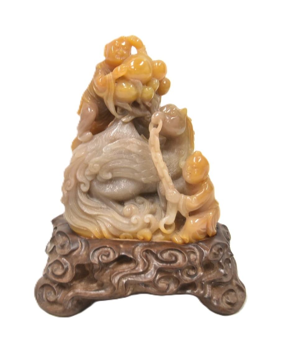 CHINESE CARVED SOUSHAN MAN WITH PHEONIX BIRD (1 of 10)