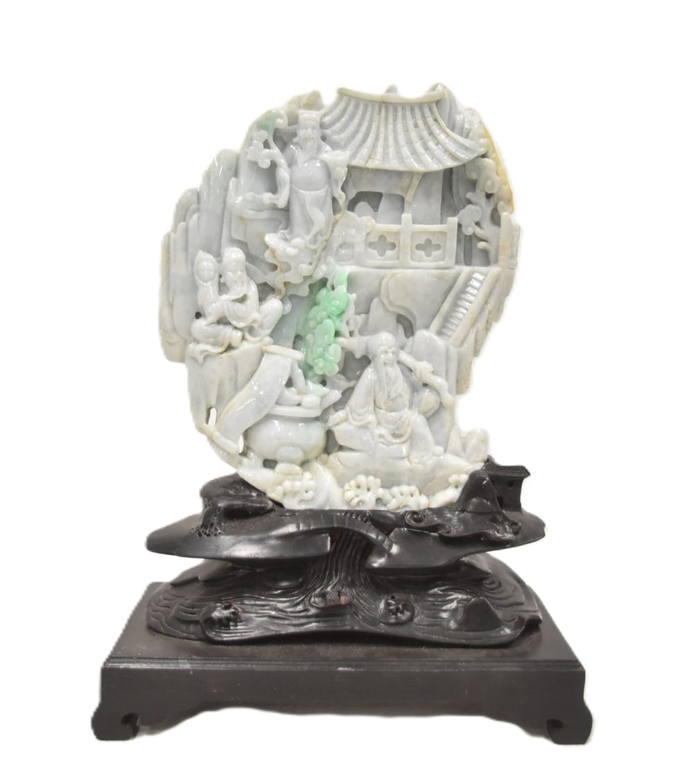 CHINESE GREEN & YELLOW JADE MAN IN THE MOUNTAIN (1 of 13)