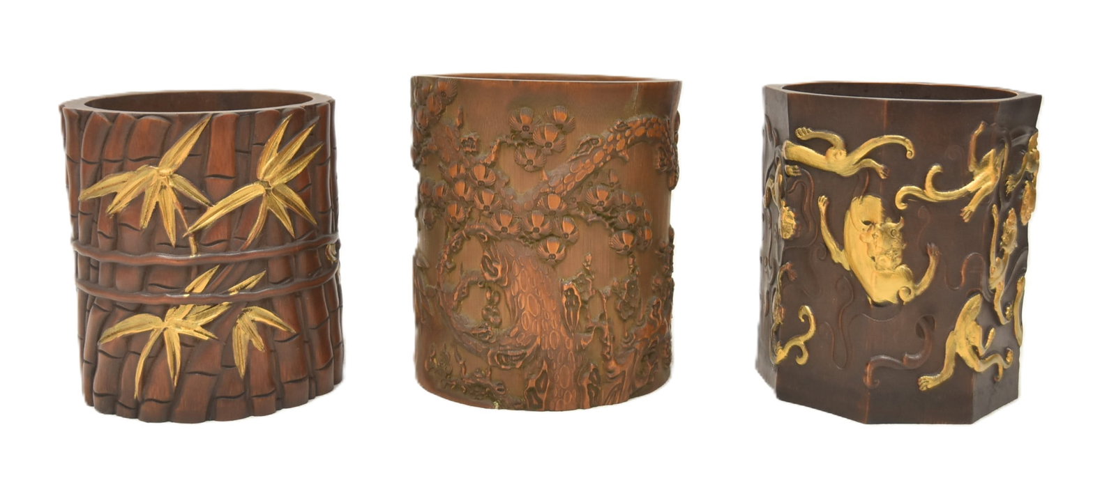 (3) CHINESE BAMBOO BRUSH POTS (1 of 18)