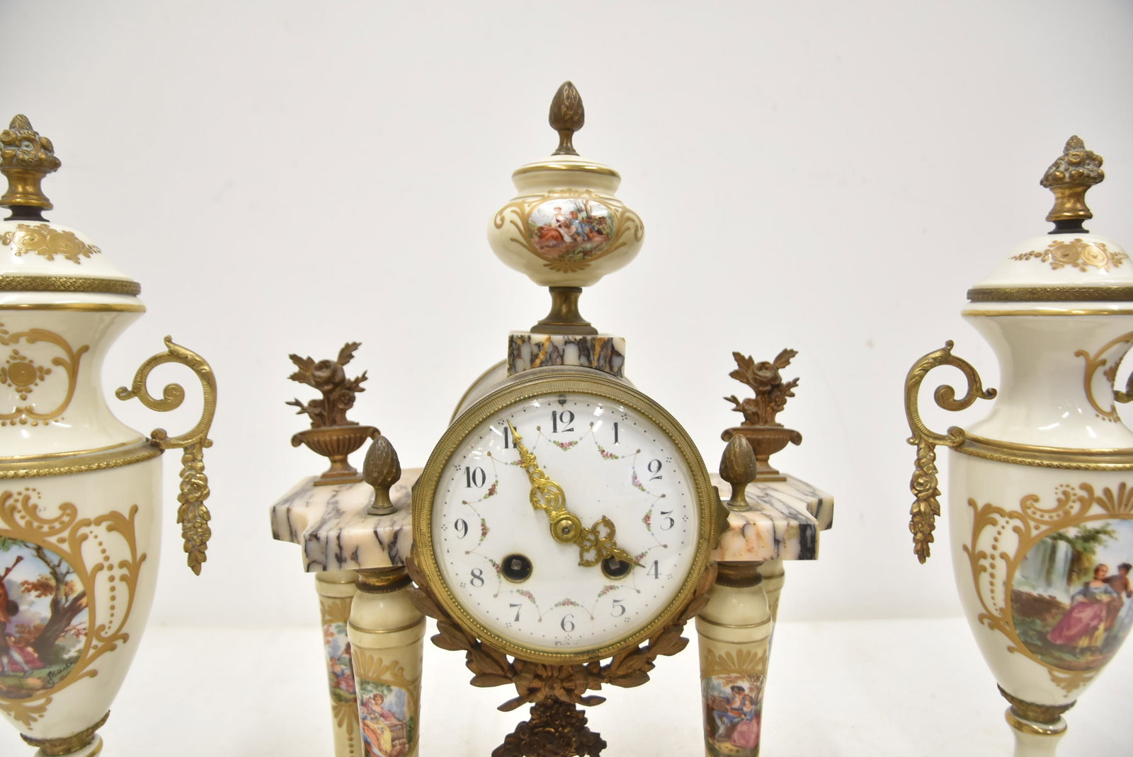 (3)pc SEVRES STYLE CLOCK SET - 3