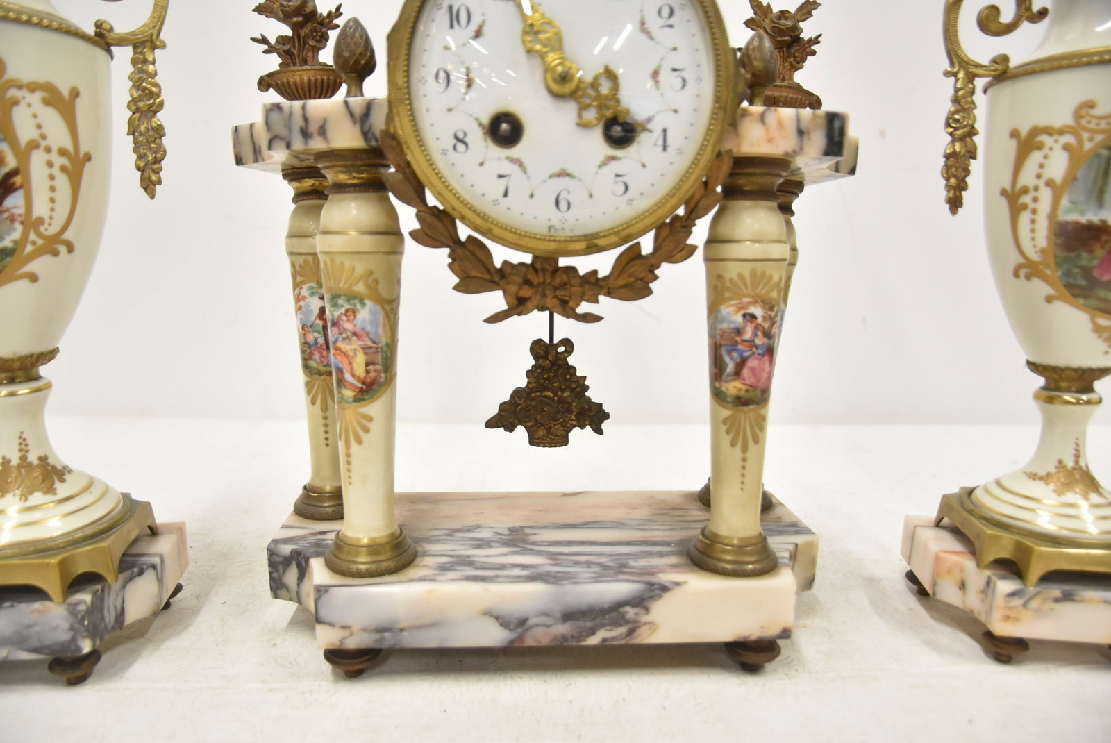 (3)pc SEVRES STYLE CLOCK SET - 4