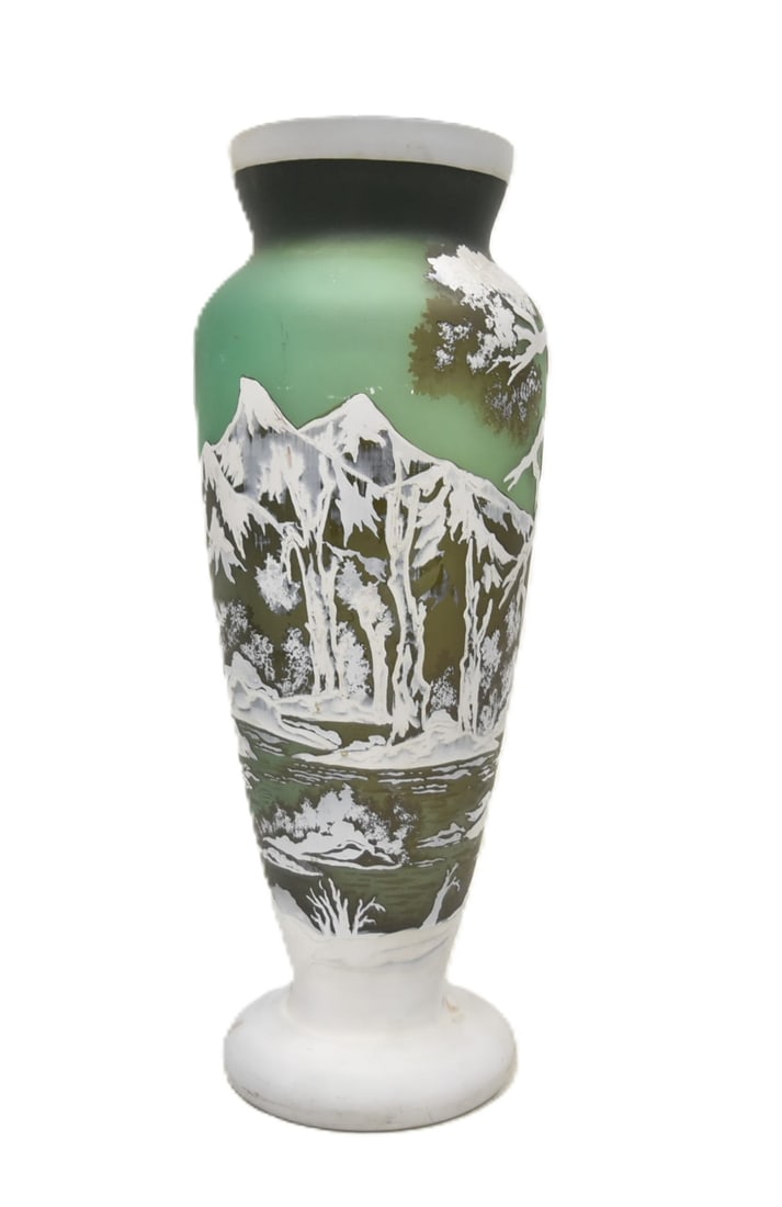 GALLE TIP CAMEO GLASS WINTER SCENE VASE (1 of 12)