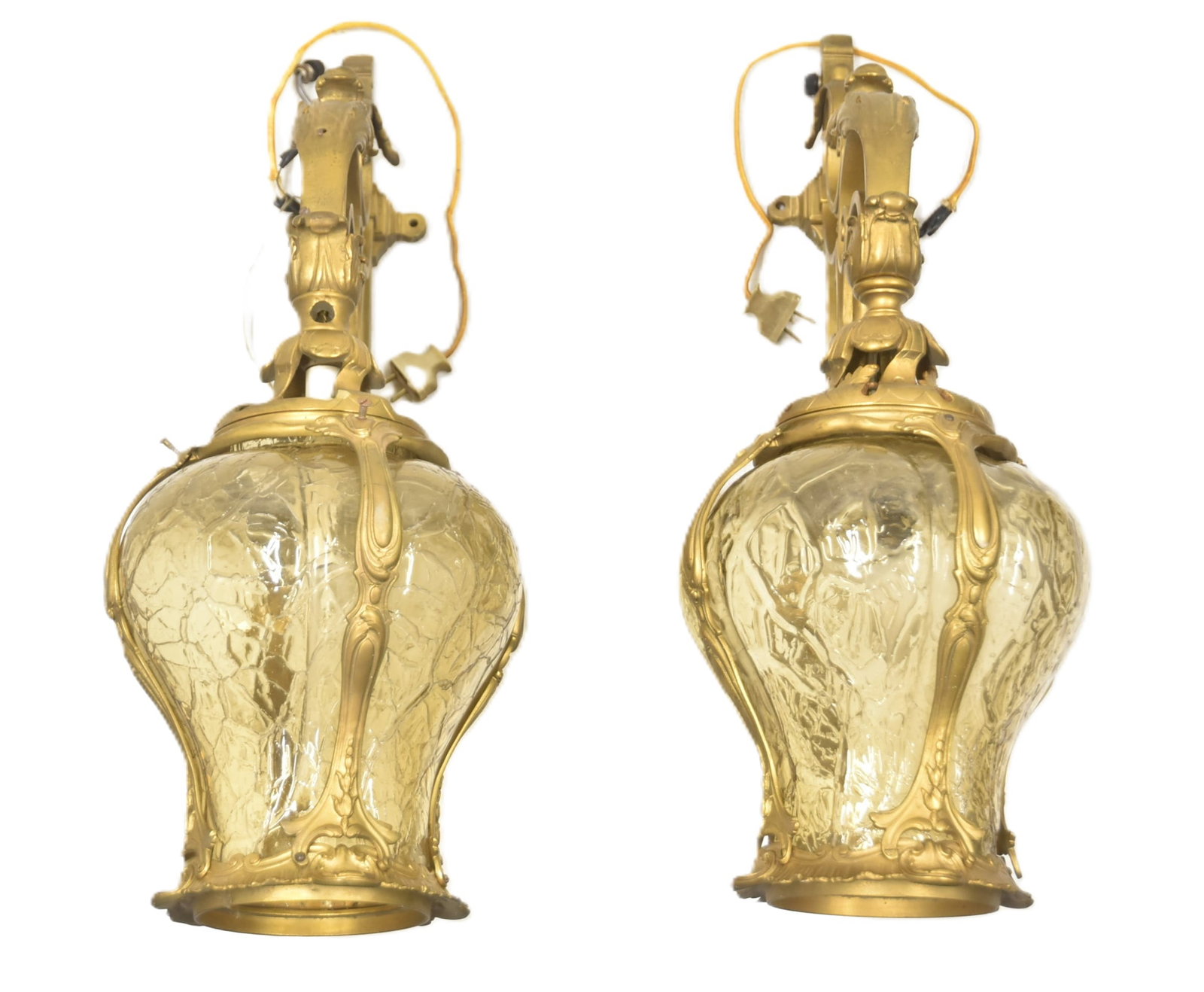 PAIR FRENCH BRONZE & GLASS DOORWAY LANTERNS (1 of 15)