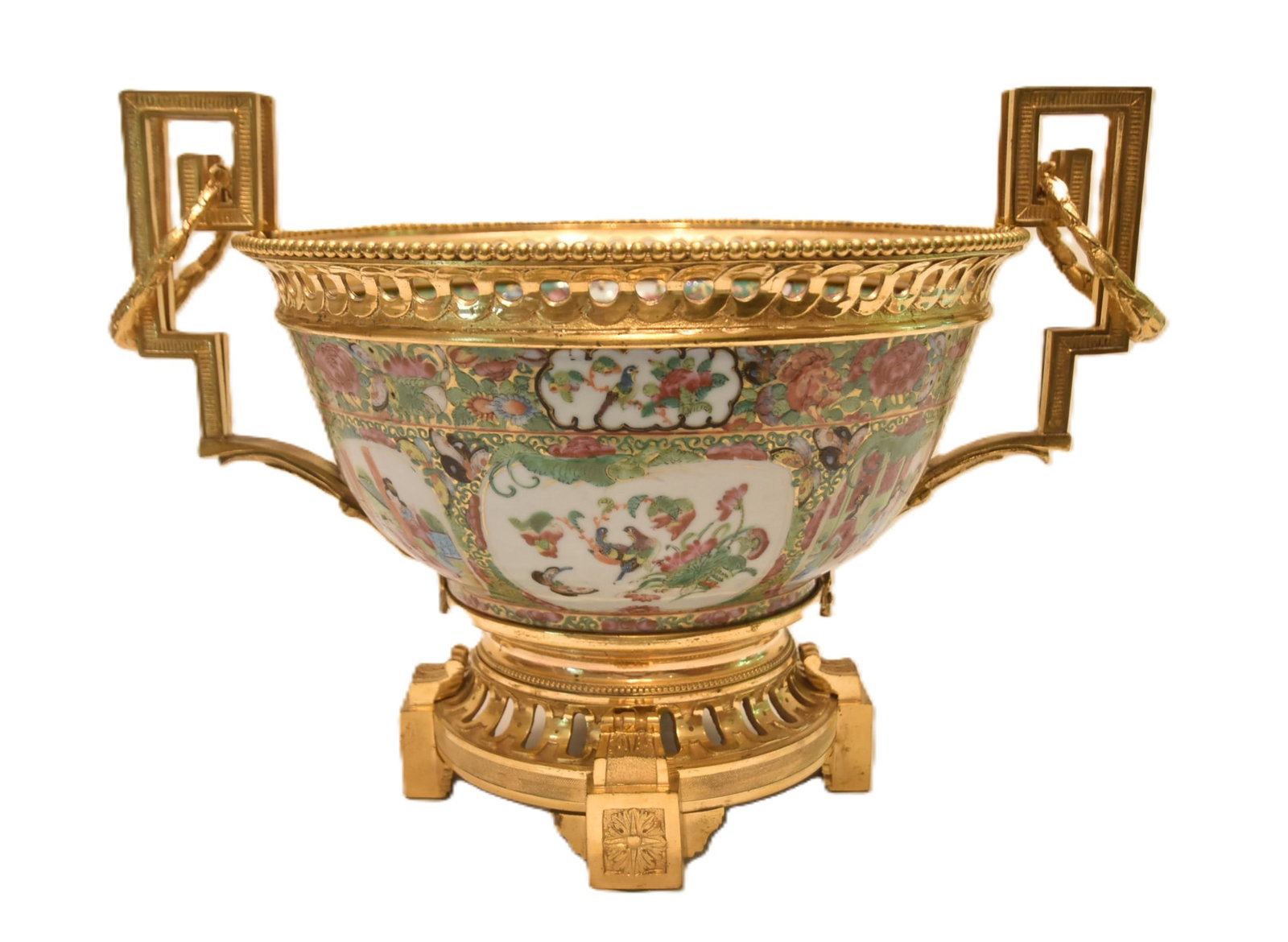 ANTIQUE ROSE MEDALLION BRONZE MOUNTED CENTERPIECE (1 of 19)