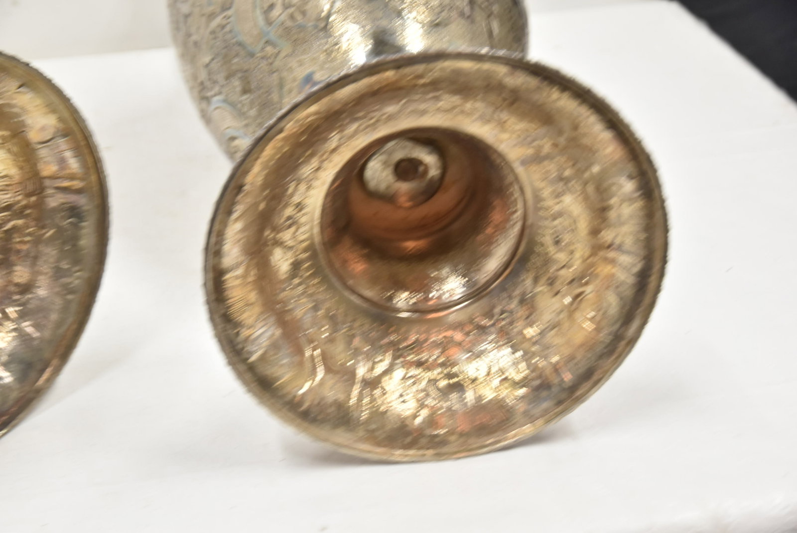 PAIR PALATIAL PERSIAN SILVER REPOUSSE VASES - 17
