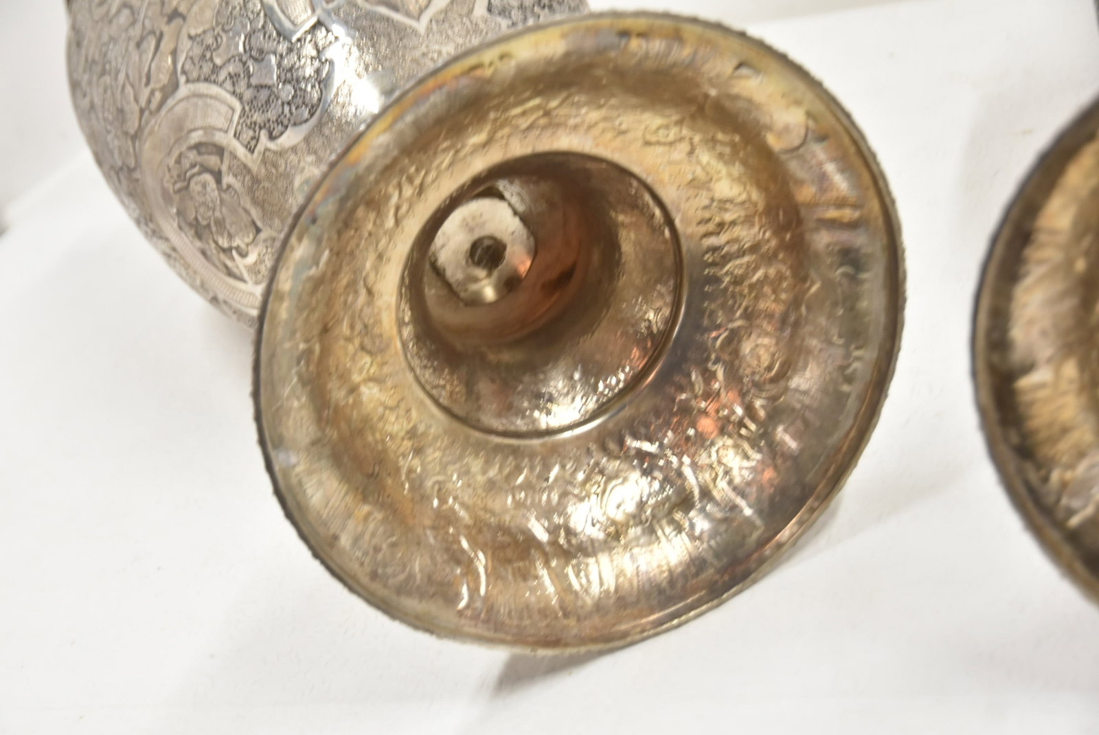 PAIR PALATIAL PERSIAN SILVER REPOUSSE VASES - 18