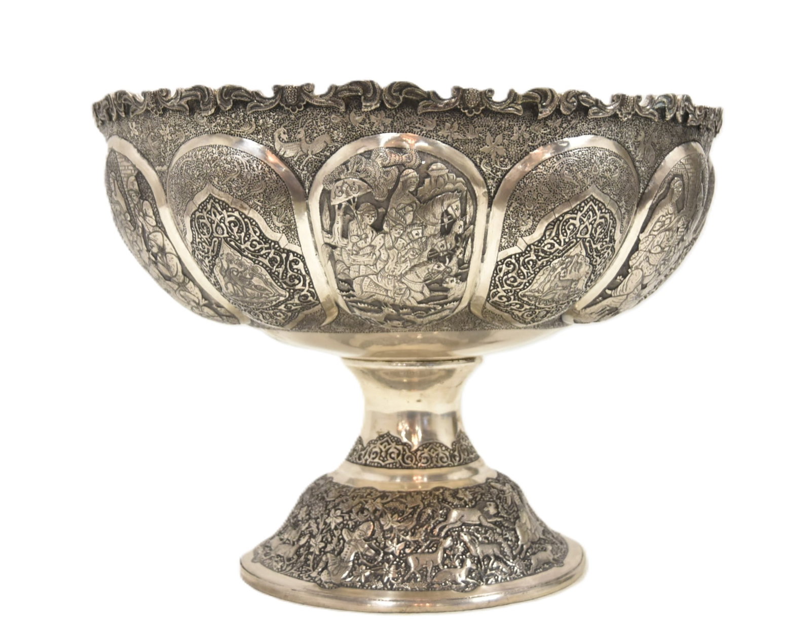 LARGE PERSIAN SILVER CENTERPIECE BOWL (1 of 16)