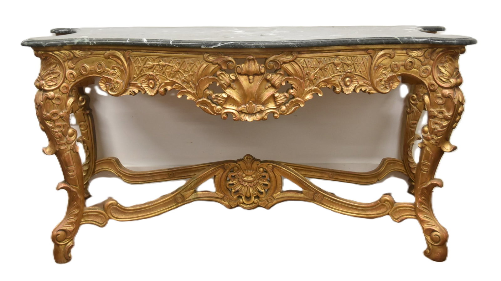 FRENCH LXV STYLE GILTWOOD MARBLE TOP CONSOLE (1 of 16)