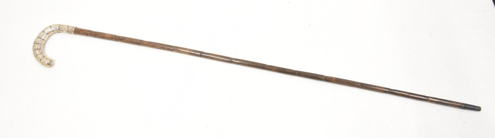 ENGLISH STERLING SILVER & WOOD WALKING STICK CANE (1 of 13)