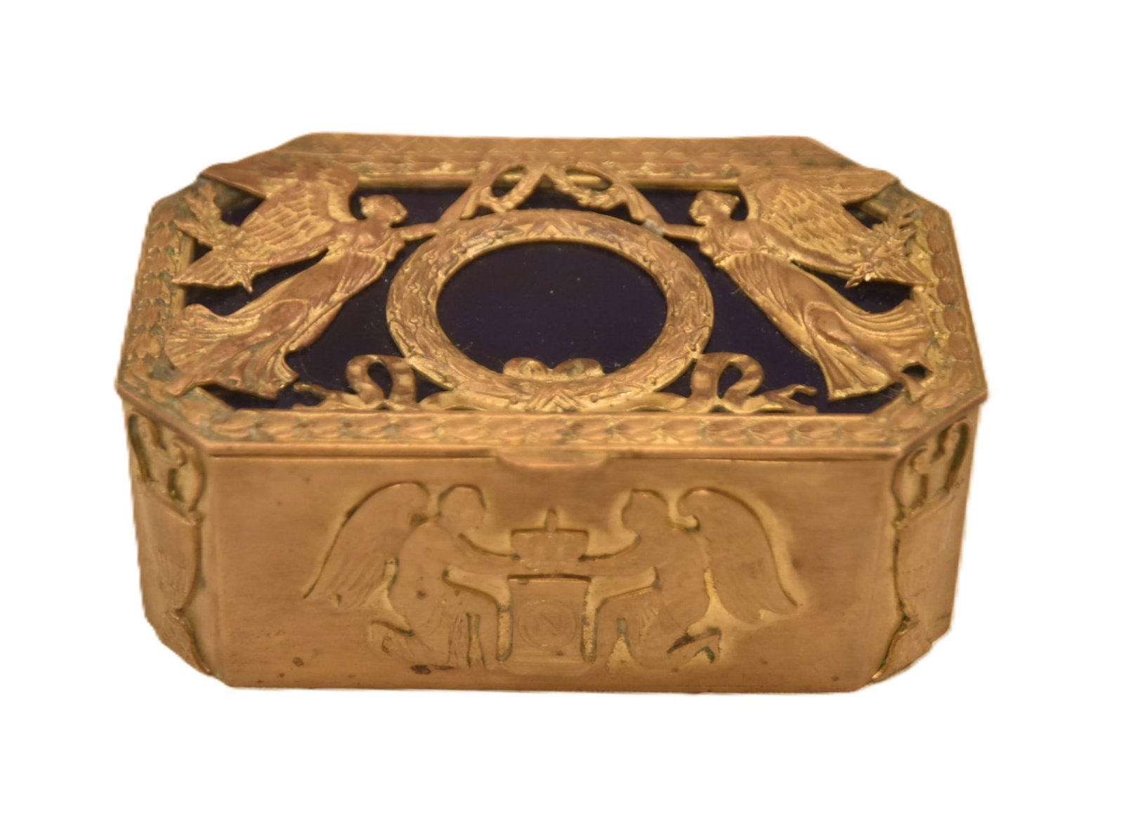 FRENCH EMPIRE GILT BRONZE & ENAMEL BOX (1 of 11)