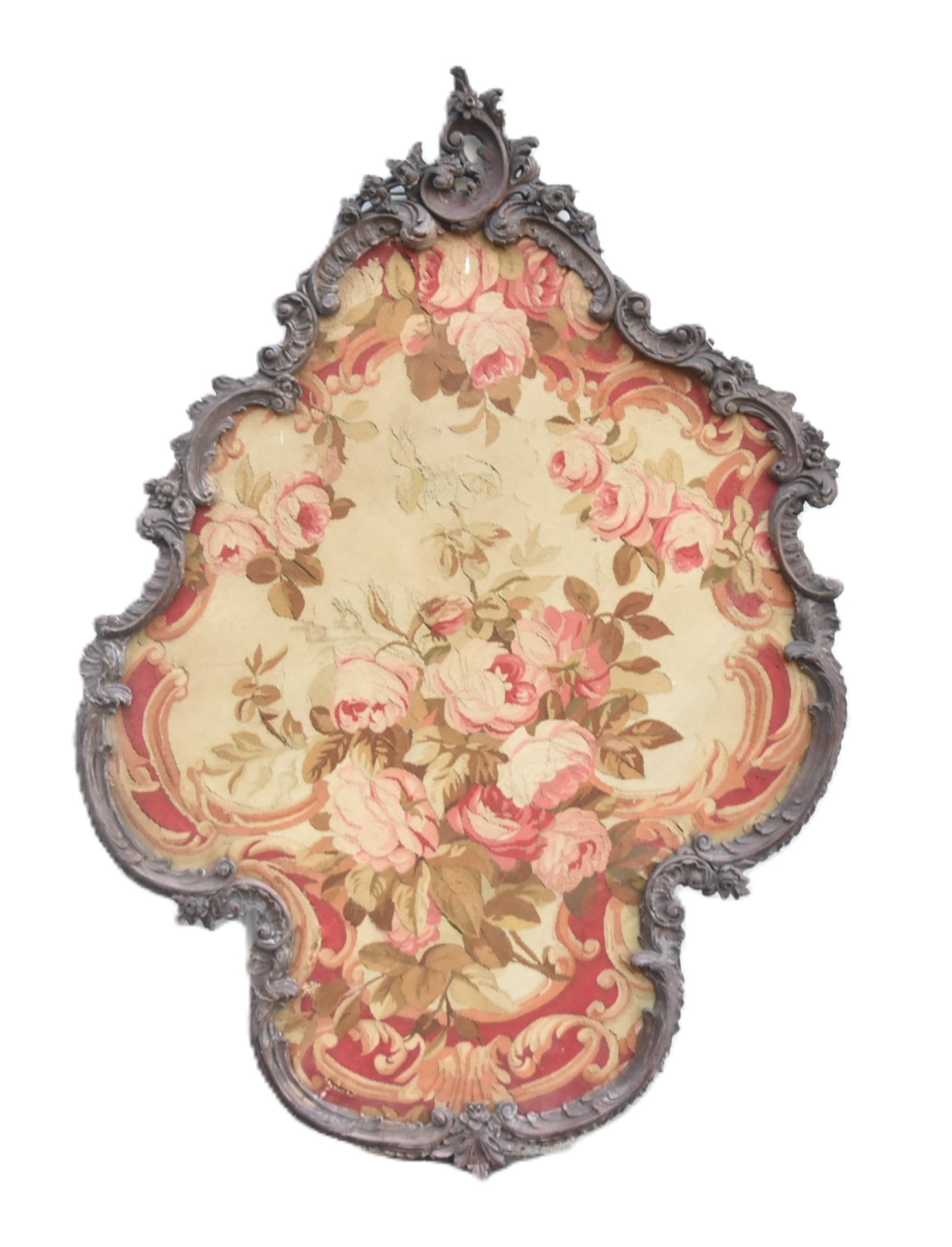 MONUMENTAL FRAMED 19th CENTURY AUBOSSON TAPESTRY: MONUMENTAL FRAMED 19th CENTURY AUBOSSON TAPESTRY WITH CUSTOM MADE 19th CENTURY FRENCH ASYMETRICAL FRAME - 49" x 71" (PLEASE NOTE THIS ITEM IS BEING SOLD AT AN OFF SITE LOCATION & PREVIEW IS UNAVAILABL