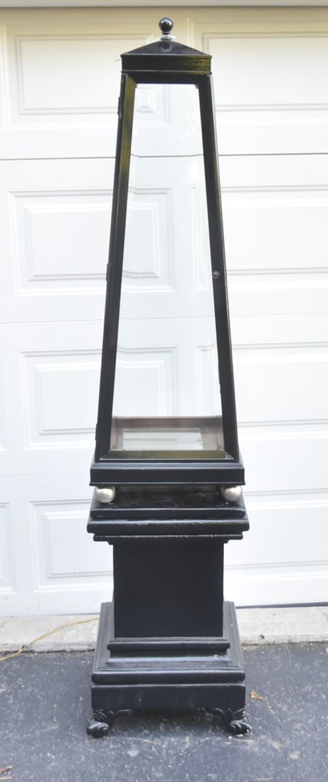 LARGE EBONIZED OBELISK FORM CURIO CABINET (1 of 12)