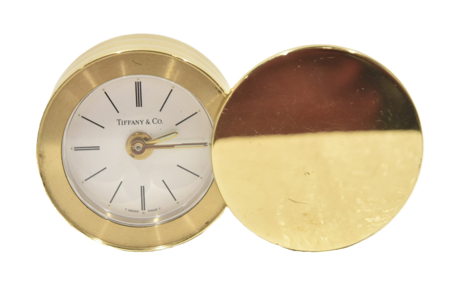 TIFFANY QUARTZ BRASS DESK CLOCK (1 of 7)