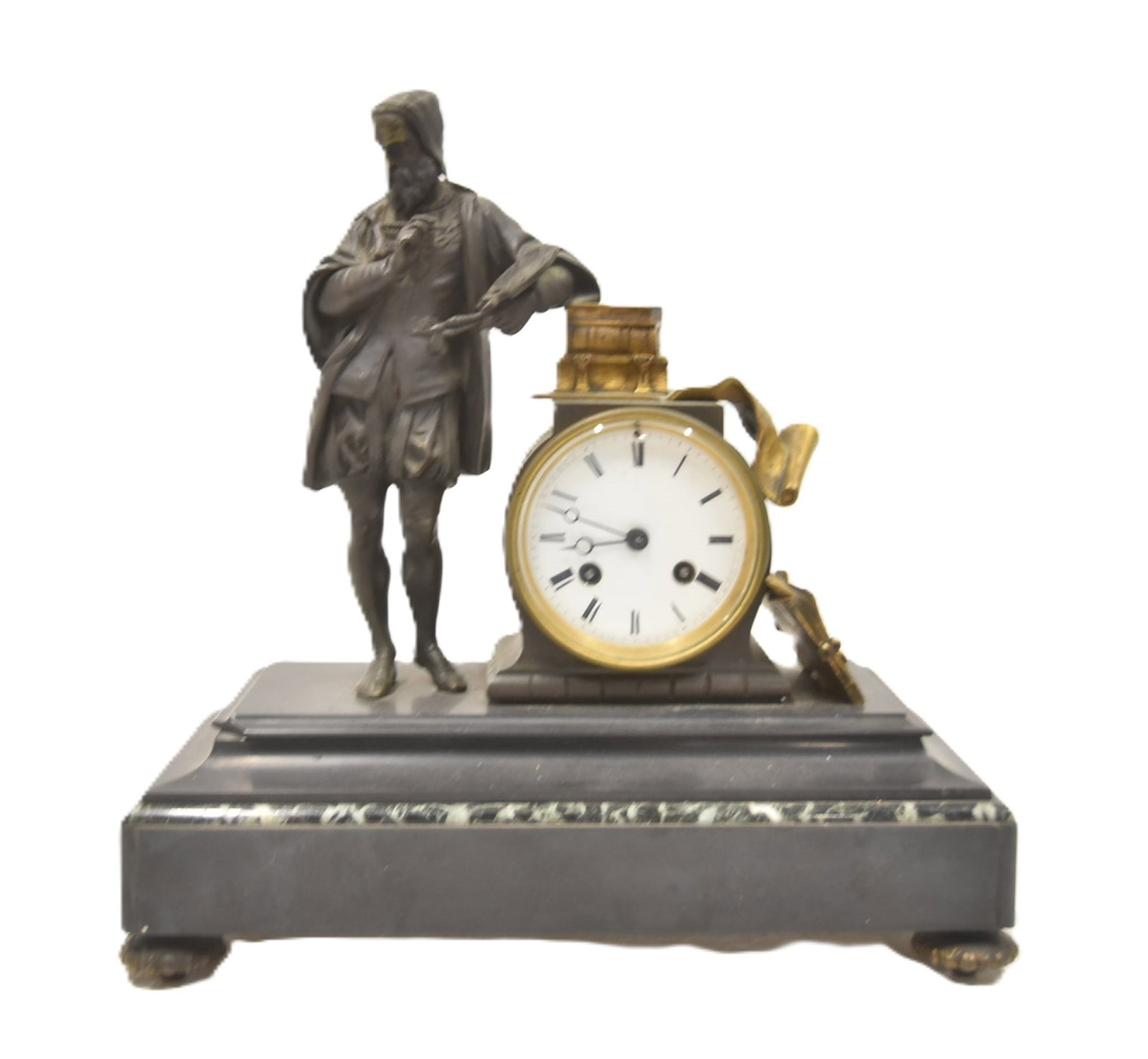 19thC FRENCH BRONZE FIGURAL MANTEL CLOCK (1 of 7)